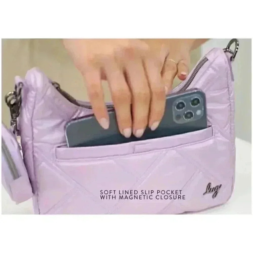 LUG 'Curtsy Mini' Crossbody / Shoulder Bag / Top Handle Bag - Metallic P… - Picture 12 of 16